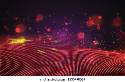 Vector bright glowing country flag of abstract dots. China