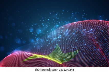 Vector bright glowing country flag of abstract dots. Vietnam