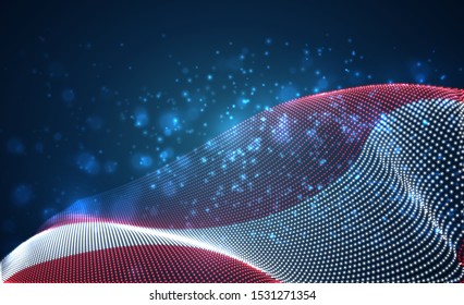 Vector bright glowing country flag of abstract dots. Austria