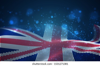 Vector bright glowing country flag of abstract dots. England
