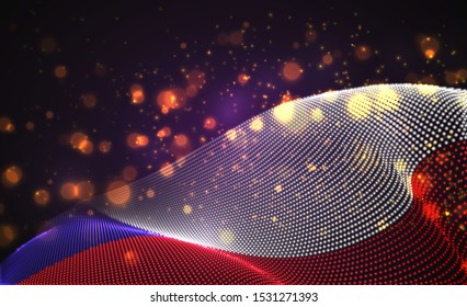 Vector bright glowing country flag of abstract dots. Czech