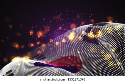 Vector bright glowing country flag of abstract dots. Korea
