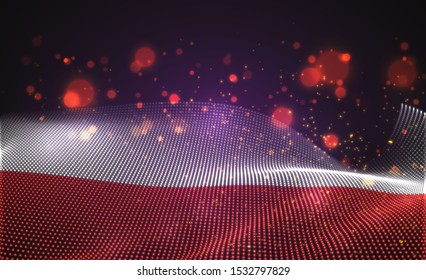 Vector bright glowing country flag of abstract dots. Poland