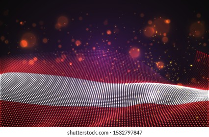 Vector bright glowing country flag of abstract dots. Austria
