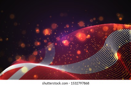 Vector bright glowing country flag of abstract dots.Denmark