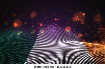 Vector bright glowing country flag of abstract dots. Ireland