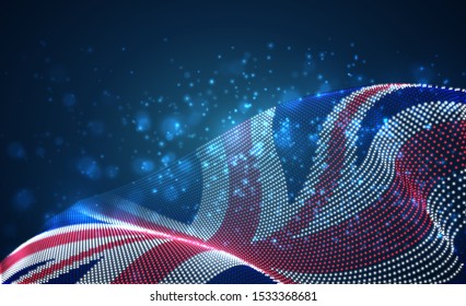 Vector bright glowing country flag of abstract dots. England