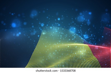 Vector bright glowing country flag of abstract dots. Belgium