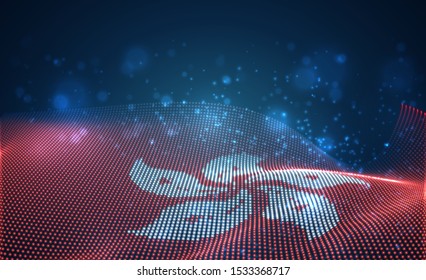 Vector bright glowing country flag of abstract dots. Hong Kong