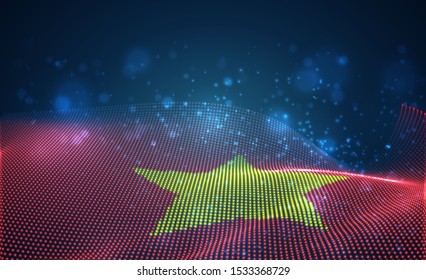 Vector bright glowing country flag of abstract dots. Vietnam
