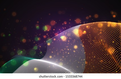 Vector bright glowing country flag of abstract dots. Ireland