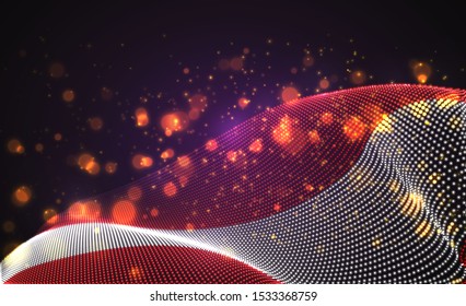 Vector bright glowing country flag of abstract dots. Austria