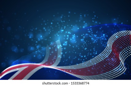 Vector bright glowing country flag of abstract dots. Iceland