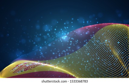 Vector bright glowing country flag of abstract dots.Spain
