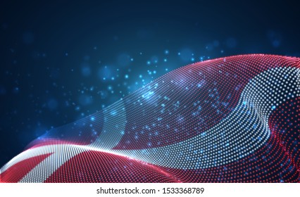 Vector bright glowing country flag of abstract dots.Denmark