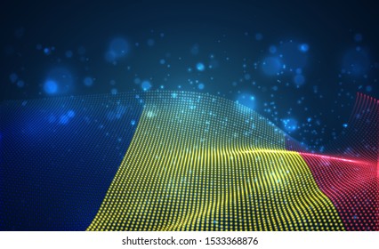 Bandera de país brillante vectorial de puntos abstractos. Rumania