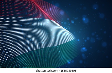 Vector bright glowing country flag of abstract dots. Hungary