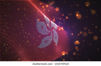 Vector bright glowing country flag of abstract dots. Hong Kong