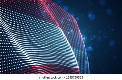 Vector bright glowing country flag of abstract dots. Austria