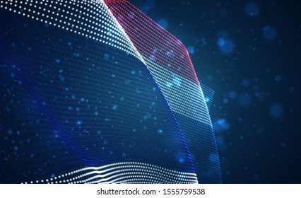Vector bright glowing country flag of abstract dots. Thailand