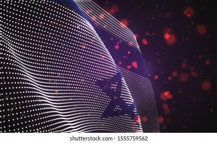 Vector bright glowing country flag of abstract dots. Israel