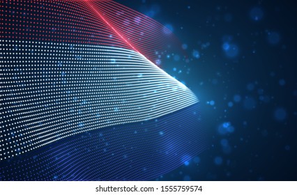 Vector bright glowing country flag of abstract dots. Netherlands, Amsterdam