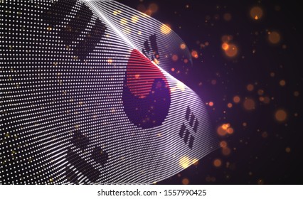 Vector bright glowing country flag of abstract dots. Korea