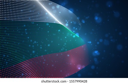 Vector bright glowing country flag of abstract dots. Bulgaria