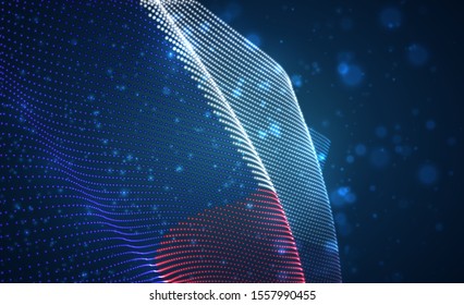 Vector bright glowing country flag of abstract dots. Czech