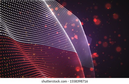 Vektor leuchtend leuchtende Landesflagge abstrakter Punkte. Polen