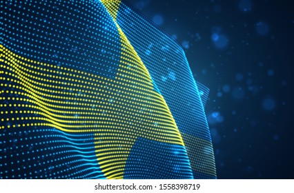 Vector bright glowing country flag of abstract dots.Sweden