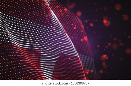 Vector bright glowing country flag of abstract dots.Denmark