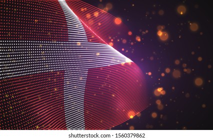 Vector bright glowing country flag of abstract dots.Denmark