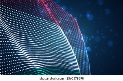 Vector bright glowing country flag of abstract dots. Hungary