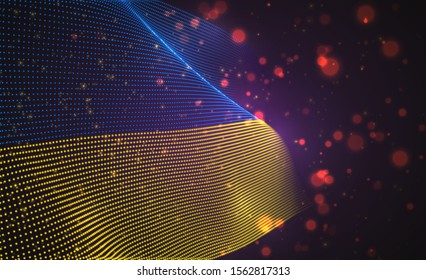 Vector bright glowing country flag of abstract dots. Ukraine