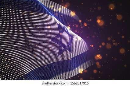 Vector bright glowing country flag of abstract dots. Israel