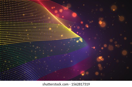 Vector bright glowing country flag of abstract dots. Rainbow LGBT