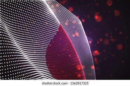 Vector bright glowing country flag of abstract dots. Japan