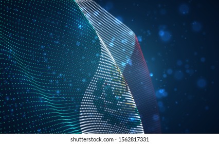 Vector bright glowing country flag of abstract dots.  Mexico