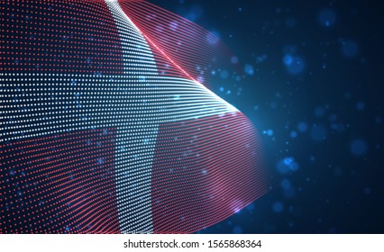 Vector bright glowing country flag of abstract dots.Denmark