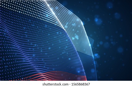 Vector bright glowing country flag of abstract dots. Russia