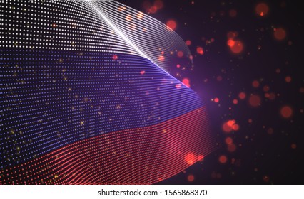 Vector bright glowing country flag of abstract dots. Russia