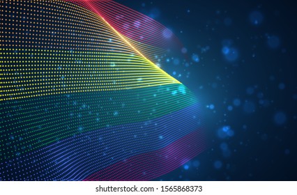 Vector bright glowing country flag of abstract dots. Rainbow LGBT