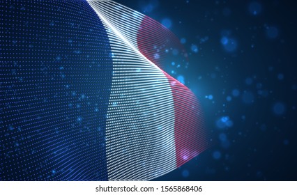 Vector bright glowing country flag of abstract dots. France