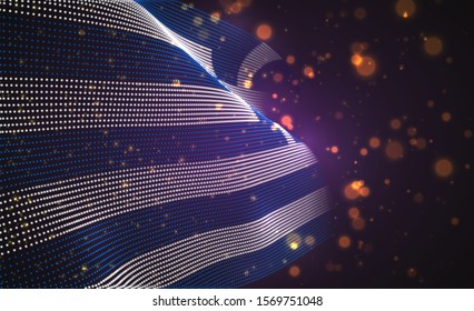 Vector bright glowing country flag of abstract dots. Greece