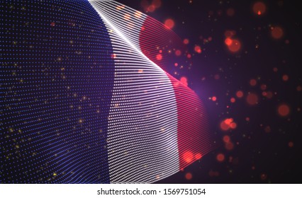 Vector bright glowing country flag of abstract dots. France