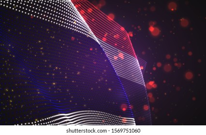 Vector bright glowing country flag of abstract dots. Thailand