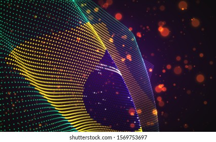 Vector bright glowing country flag of abstract dots. Brazil