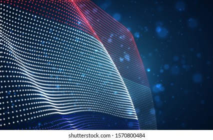 Vector bright glowing country flag of abstract dots. Netherlands, Amsterdam