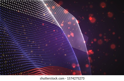 Vector bright glowing country flag of abstract dots. Russia